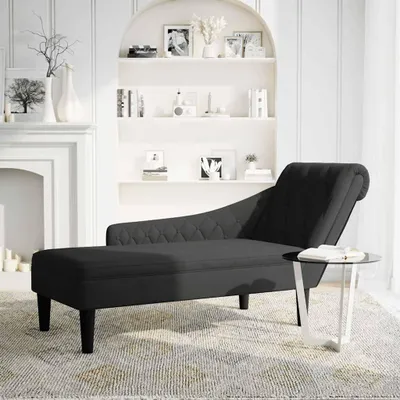 Produktbild von vidaXL Chaiselongue mit Kissen und Rechter Armlehne Schwarz Stoff