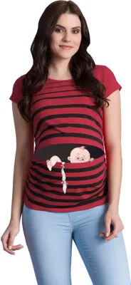 Produktbild von Umstandsshirt Kurzarm Baby Flucht mit Motiv Schwangerschaft M.M.C.
