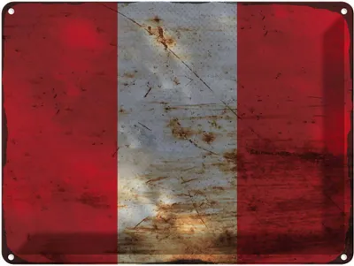 Produktbild von vianmo Blechschild 30x40 cm Peru Flagge Fahne Wappen