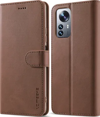 Produktbild von Xiaomi 12 Pro Hülle, Klapphüllen Brieftasche Leder Magnetverschluss Ständer Schutzhülle für Xiaomi 12 Pro Braun