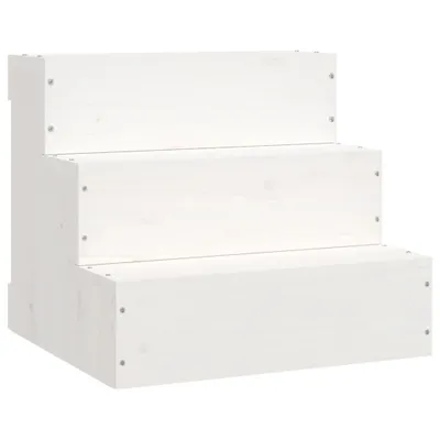 Image de Escalier pour animaux de compagnie Blanc 40x37,5x35 cm Bois pin