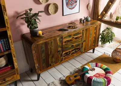 Produktbild von MASSIVMOEBEL24 Sideboard Altholz 180x45x86 mehrfarbig lackiert SIXTIES #110