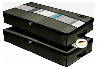 Produktbild von Unterbettkommode 2er Set - Unterbett Aufbewahrungstasche - wasserdichte Aufbewahrung aus Stoff - Kleiderspeicher - Verstauen und Aufbewahren (Dunkelgrau)