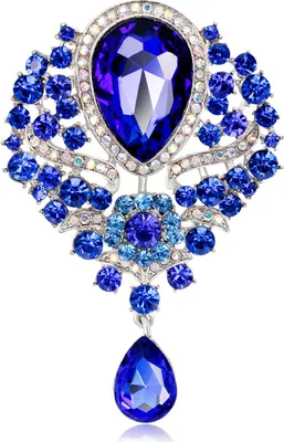 Produktbild von Glas Strass Wassertropfen Form Brosche Pin Galvanisierte Langlebige Party Schmuck Brosche Kleidung Dekor-Dunkelblau