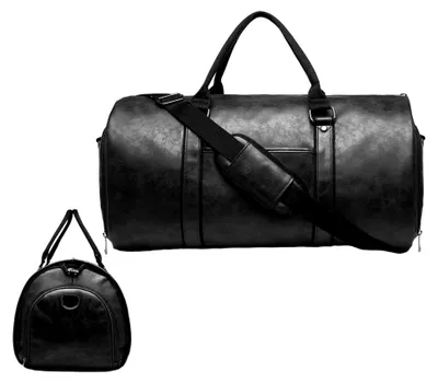 Produktbild von Reisetasche mit Anzugträger, 2-in-1-Ledergepäck, großer Koffer mit Schuhfach, ideal für Geschäftsreisen und Urlaub, Schwarz