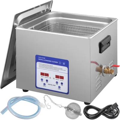 Obrázek produktu pro VEVOR 15L ultrazvuková čistička, ultrazvuková čistička, 400W topný výkon, ultrazvuková frekvence 40 kHz, koš z nerezové oceli 316 a 304, čistička na šperky, sterilizátor přístrojů, ultrazvuková čistička