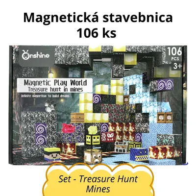 Obrázok produktu pre Magnetická stavebnica 106 ks - Set Treasure Hunt Mines - Montessori STEM vzdelávacia hračka pre deti