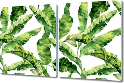 Produktbild von Glas-Herdabdeckplatte Glaskeramikkochfeld-Abdeckung Spritzschutz - 2x 40x52 cm - Grüne Bananenblätter