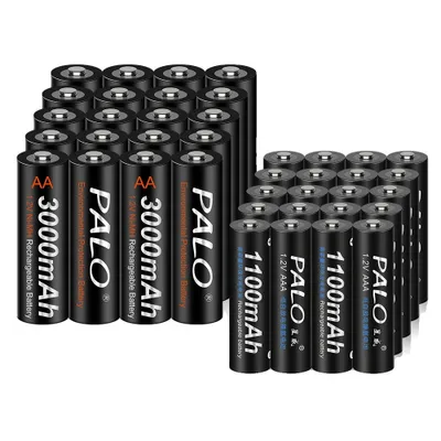 Obrázek produktu pro Nabíjecí baterie PALO, kapacita 3000mAh AA, kapacita 1100mAh AAA, 20AA AAA