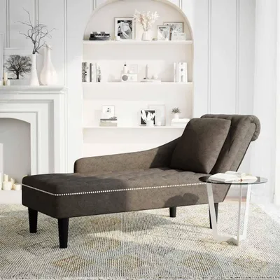 Image de Fauteuil relax de luxe avec accoudoirs et coussin lombaire en similicuir gris foncé