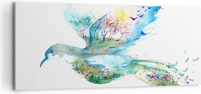 Produktbild von Bild auf Leinwand - Leinwandbild - Abstraktion Vogel Natur Bewegung - 100x40cm - Wand Bild - Wanddeko - Leinwanddruck - Bilder - Kunstdruck - Leinwand bilder - Wandkunst - AB100x40-3032