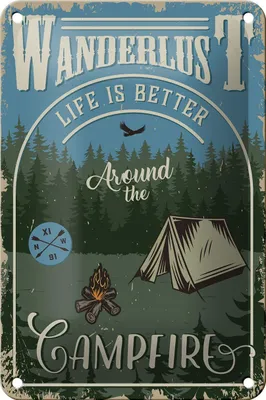 Produktbild von Blechschild Retro 12x18cm Wanderlust camping