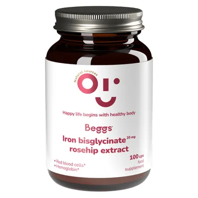 Immagine prodotto di Beggs Ferro bisglicinato 20 mg, estratto di rosa canina, 100 kapslí