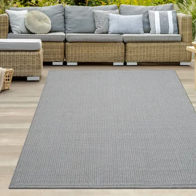 Produktbild von Robuster In- und Outdoorteppich 3d-Effekt schlichtes Muster einfarbig grau Größe - 160 x 220 cm