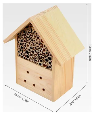 Produktbild von Hängendes Bienenhaus aus Holz Natürlicher Bienenstock 22x6x24,5cm für Garten und Terrasse Nisthilfe aus Naturholz