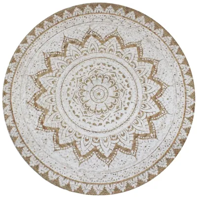 Image de Tapis, en jute, motif floral, beige