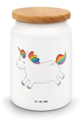 Produktbild von Mr. & Mrs. Panda Dose Einhorn Happy - Weiß - Geschenk, Kaffeedose, Spaß, Unicorn, Vorratsbehälter, Einhörner, Lachen, behälter, glücklich, müslidose, Aufbewahrungsdose