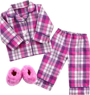 Obrázok produktu pre Sophia's By Teamson Kids 3-dielny set 18" bábiky s ružovým pyžamovým oblečením a papučkami