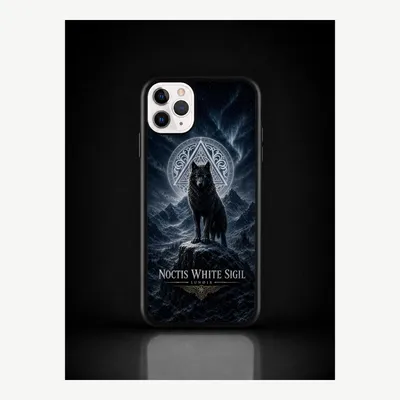 Productafbeelding van iPhone 11 Pro hoesje, telefoonhoesje, beschermhoesje, case met wit zegelmotief – LUNØIR ©