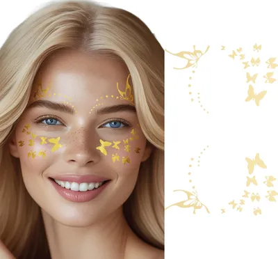 Productafbeelding van Dierenmotieven, vlinderogen, stickers, gouden carnavalssieraden, gezichtsdecoratie, carnaval, dierenmotieven, elegant, sprookjesachtig, betoverend, glamour, feest, kleur: goud