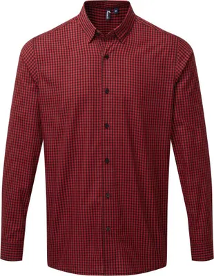 Produktbild von Premier - "Maxton" Hemd für Herren Langärmlig LT4966 (XXL) (Schwarz/Rot)