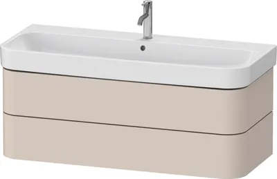 Produktbild von Waschtischunterbau HAPPY D.2 PLUS 1175x490mm 2 Schubk ta s-matt o ES taupe supermatt ohne Einrichtungssystem