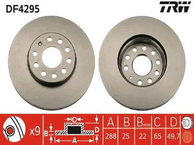 Zdjęcie produktu dla Tarcza Hamulcowa Vw Przód Golf 5/6/7/A3/Octavia 04-/12-/Caddy/Touran 288X25Mm