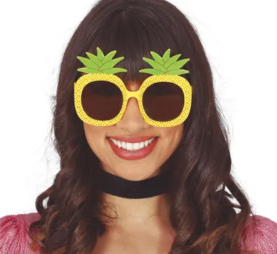Image de Hawaii Ananas Lunettes de fête d'été Accessoire tropical Pour le plaisir du costume, couleur : jaune
