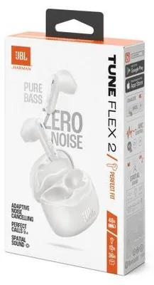 Zdjęcie produktu dla JBL Tune Flex 2, True Wireless Stereo (TWS), Połączenia/muzyka, 20 - 20000 Hz, Zestaw słuchawkowy, Biały