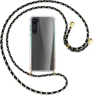 Produktbild von Handykette Backcover-Schutzhülle mit Band (Metall goldfarben) für Motorola Edge - camouflage