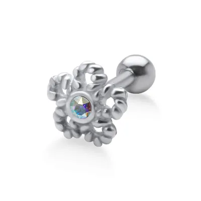 Produktbild von Ohrring Helix Ohrpiercing 925 Sterling Silber Seil-Blume mit Glaskristall in verschiedenen Farben Verschlusskugel - 4 mm Farbe - Aurora Borelis