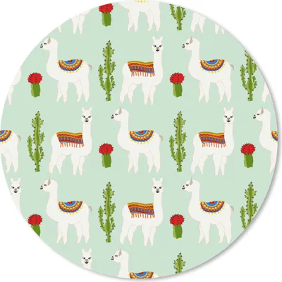 Produktbild von MuchoWow® Mauspad Mousepad Lama - Kaktus - Schablonen 20x20 cm - Mousepads - Maus Mat - Pad - Mausunterlage - Schreibtischmatte