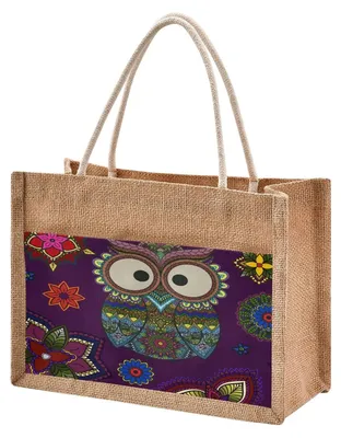 Obrázek produktu pro Plátěná taška s motivem sovy a mandaly, rozměry 25x25x18 cm