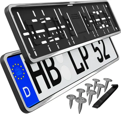 Produktbild von Kennzeichenhalter mit umlaufendem Rahmen Kfz-Kennzeichen Halter Halterung Chrom