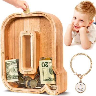 Image de Grande tirelire en bois avec les lettres A et Z, pour les enfants, les filles et les adultes, cadeau, décoration