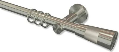 Produktbild von Interdeco Gardinenstange, Vorhangstange Edelstahl-Optik Modell Platon Tanara, 20 mm Ø 1-läufig, 180 cm