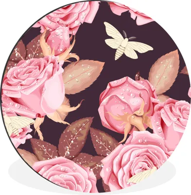 Produktbild von MuchoWow® Aluminium Wandkreis Rosen - Blumen - Rosa Ø 60 cm Wanddeko Modern Wohnzimmer - Wand Kreis - Wandbild - Schlafzimmer - Aluminium Bild - Kinderzimmer - Wohnzimmer Dekoration - Wandschmuck