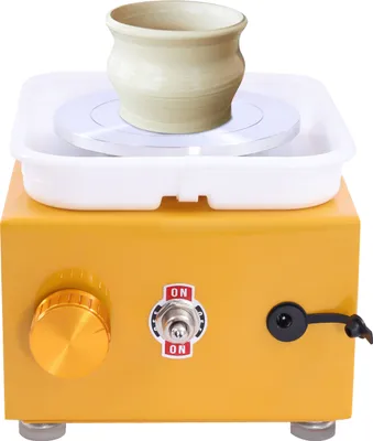 Produktbild von Mini keramický kolový stroj Elektrické keramické kolo Keramický kolový stroj Otočný stůl 2000 otáček za minutu s odnímatelnou miskou ABS 10 cm keramická deska pro keramické práce Clay Art Craft (žlutá)