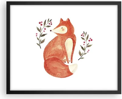 Produktbild von Gerahmtes Poster - Schwarzer Rahmen - Nov Illustration Fuchs - 50x40 cm - Wand Bild - Wanddeko - Wandbilder - Kunstposter - Wandposter - Bilderrahmen - Bilder - Kunstdruck - P2BAA50x40-4862
