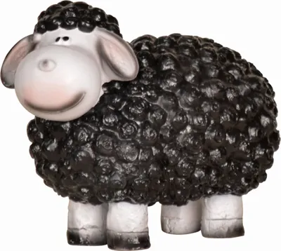 Produktbild von Dekofigur Originelle Gartenfigur Schaf schwarz als wetterfeste Beetdekoration knuffige, handbemalte Tierfigur für innen & außen
