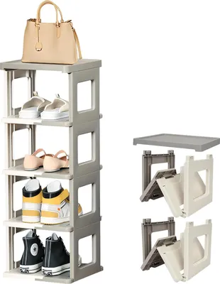 Produktbild von 5-stufiges schmales Schuhregal - Platzsparend und stapelbar für Eingangsbereich, Flur, Schlafzimmer - Schuhorganizer