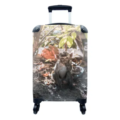 Produktbild von MuchoWow® Koffer Handgepäck Trolley Rollkoffer Kleine Reisekoffer mit 4 Rollen - Ein kleiner Makake - Cabin Size < 55x40x23 cm & 55x40x20 cm - Fotokoffer - Kabinenkoffer - Boardgepäck - Reise-Box - Reisekoffer - Reisegepäck - Koffer mit Bild - Trolley für Kinder