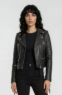 Produktbild von Jade Damen Echtleder Lederjacke Schwarz S