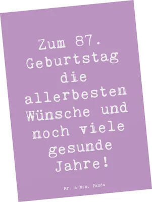 Produktbild von Mr. & Mrs. Panda Postkarte Spruch 87. Geburtstag - Lavendeltraum - Geschenk, Alter, Ansichtskarten, Geburtstagsgeschenk, Postkarten, Happy Birthday, Geburtstagsgrüße