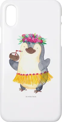 Produktbild von Mr. & Mrs. Panda Iphone 10 Handyhülle Pinguin Kokosnuss - Weiß - Geschenk, Cover, Handy, Aloha, Erholt, X, Hawaii, Ferien, Tanzen, Hülle