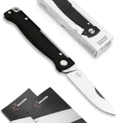 Produktbild von Schwertklinge 12C27 Sandvik - EDC-Faltmesser - Metallgriff aus rostfreiem Stahl - schwarz - 42a Konform - Slipjoint-Faltmesser