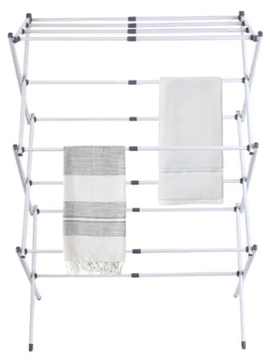 Faltbarer Wäscheständer, 11 Stangen, 43–75 cm, weiß