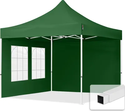 Immagine prodotto di TOOLPORT 3x3m gazebo pieghevole con laterali (finestre), ECONOMY acciaio, verde scuro