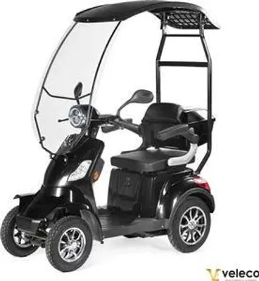 Immagine prodotto di Veleco Faster scooter elettrico con tettuccio e parabrezza - batteria al litio rimovibile - scooter senior a 4 ruote - scooter per mobilità - allarme (nero)
