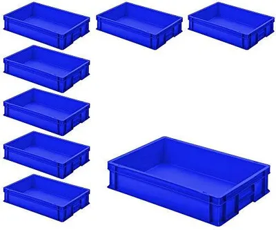 Produktbild von 8x Eurobehälter mit 2 Griffleisten, LxBxH 600x400x120 mm, blau